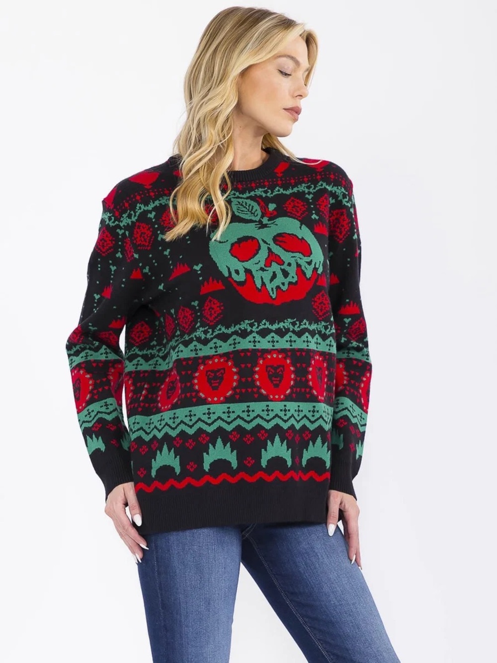Black Red & Green Poison Apple Halloween Christmas Sweater S, M, L, XL, XXL